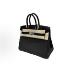 HERMES Birkin 25 Silver clasp platinum handbag 25 Women\'s Edition 89 Nior black